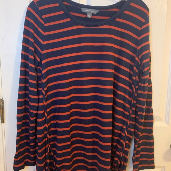 Women’s Striped Top in Navy/Orange - Picture 1 of 6